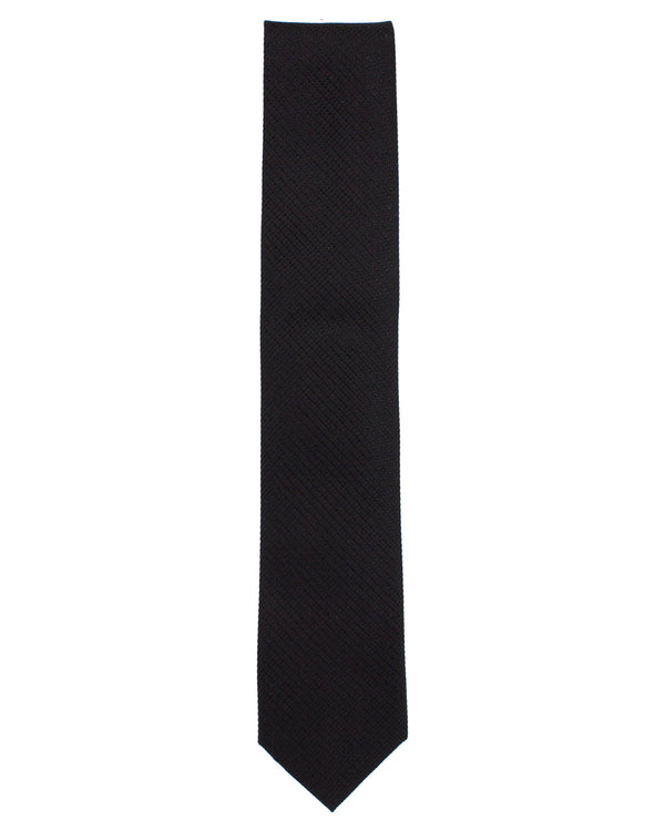 Textured Black Silk Tie